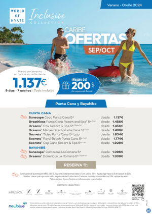 Ofertas de otoo - Reserva antes del 15 de julio y viaja al Caribe Dominicano al mejor precio