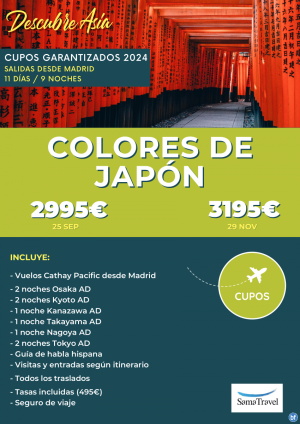 \-Colores de Japn\-: Circuito 11 das (Salidas 25SEP-29NOV) *Desde 2995 € * [Cupos y precio garantizados]