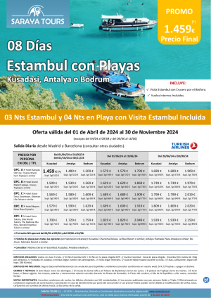 Nuevo! Estancia Estambul con Playa 8 das: Vuelos, Estancias, Visita y Traslados Incluidas hasta Nov. 2024