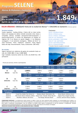 GRECIA 2024: Atenas, Mykonos y Santorini, con obsequio visita de Atenas, Abril a Octubre. 10 das desde 1.849 € 