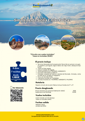 Simplemente Sicilia e Islas Eolicas: 8 das desde 1.180 € (vuelos incluidos, tasas no incluidas)