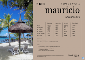 Mauricio *Especial hoteles Beachcomber*  6 noches en Media Pensin hasta Octubre desde 2.025 € 