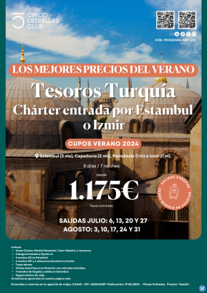 Turquia desde 1.175 € Tesoros Turqua 8d/7n Sal. sbados desde Madrid a Izmir o Estambul en chrter