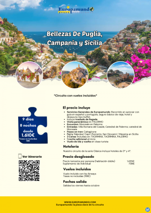 Bellezas De Puglia, Campania y Sicilia: 9 das desde 1.610 € (vuelos incluidos, tasas no incluidas)