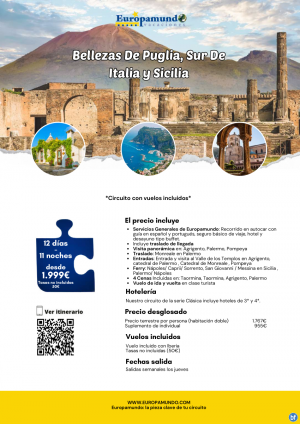 Bellezas De Puglia, Sur De Italia y Sicilia: 12 das desde 1.999 € (vuelos incluidos, tasas no incluidas)