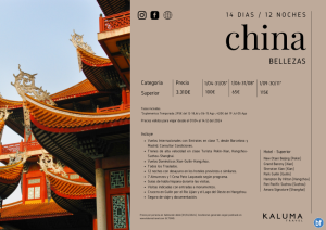 Bellezas de China 14 das / 12 noches - Salidas Garantizadas hasta Diciembre desde 3.310 € 