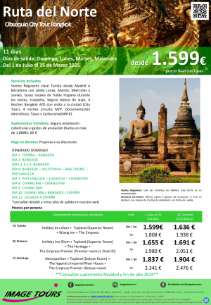 Tailandia:  Ruta del Norte, 11 das con Obsequio City Tour en Bangkok desde 1.599 € 