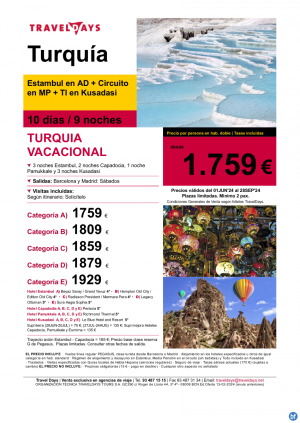 Turqua Vacacional - 10 das con playa en Kusadasi desde 1.759 € 