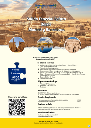 Especial Chrter a Egipto desde Madrid y Barcelona: 8 das 970 € (vuelos y tasas incluidas)