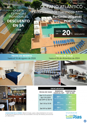 Descuento en SA Oceano Atlntico Apartamentos Tursticos 4* (Algarve - Portugal).- Hoteles para Individuales