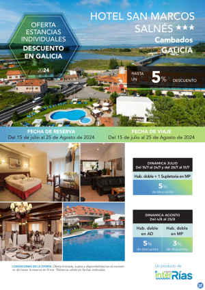 Descuento en Galicia Hotel San Marcos Salns 3* (Cambados - Galicia).- Hoteles para Individuales