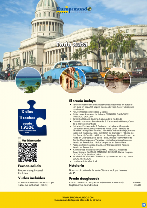 Todo Cuba: 12 das desde 1.952 € (vuelos incluidos, tasas no incluidas)