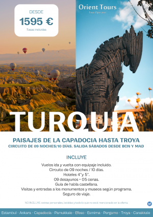 TURQUA. Circuito de 09 noches con vuelos desde Bcn y Mad. Salida los sbados.