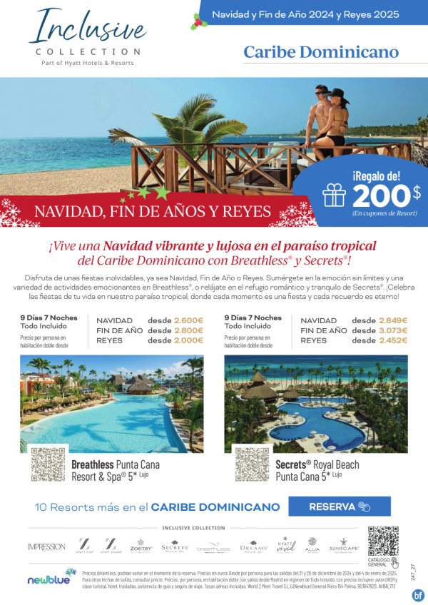 Navidad vibrante y lujosa en el paraso tropical del Caribe Dominicano con Breathless y Secrets