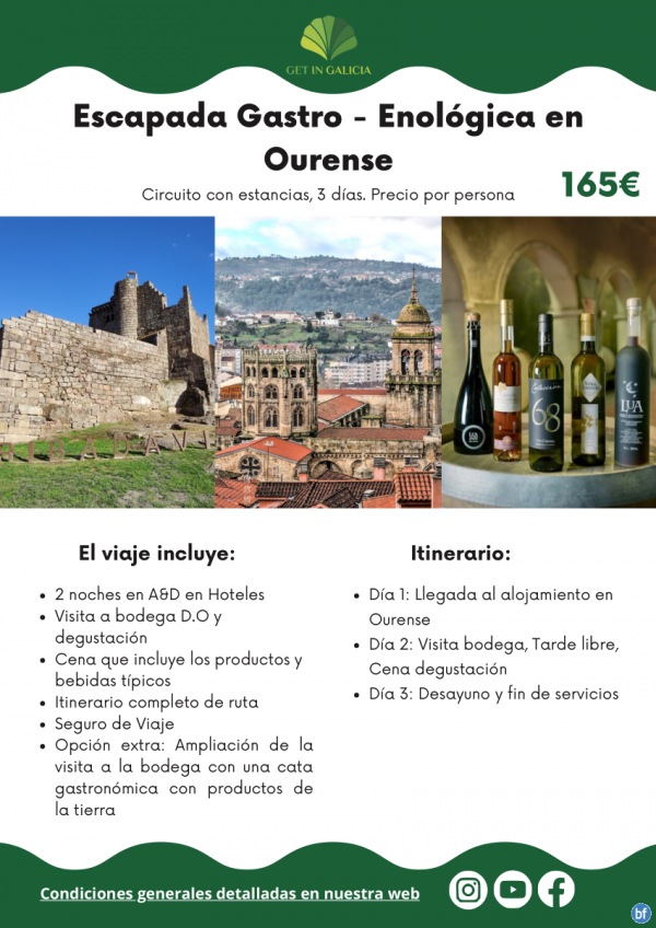 Escapada Gastro - Enolgica en Ourense. 3 das/2 noches en rgimen A+D en Hoteles. 165 € / persona