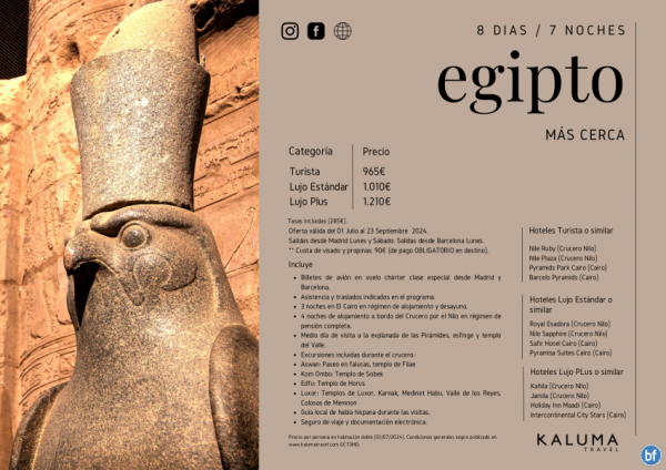 Egipto Ms Cerca 7 noches - Vuelo Chrter desde Barcelona y Madrid hasta Septiembre desde 965 € 