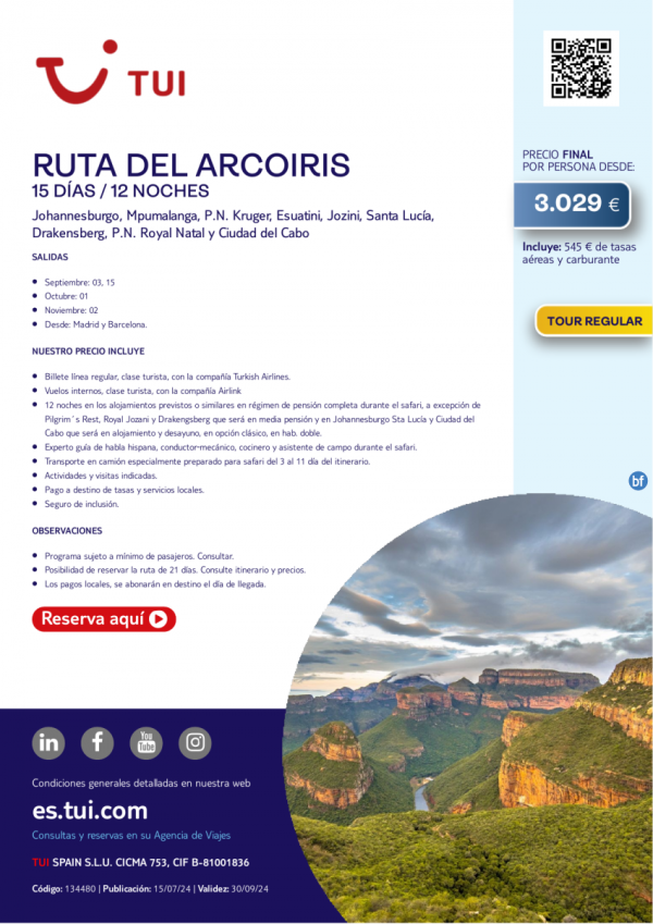 Ruta del Arcoiris. 15 d / 12 n. Tour Regular. Salidas desde MAD y BCN desde 3.029 € 