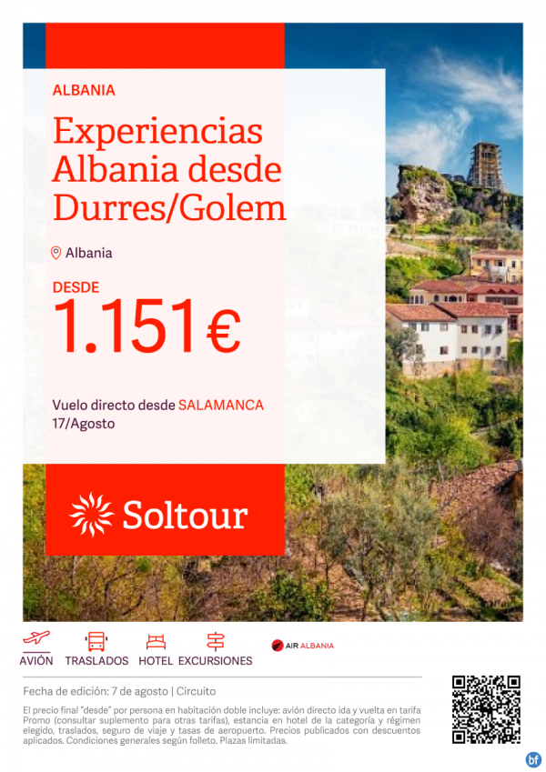 Experiencias Albania desde Durres/Golem desde 1.151 € , salida 17 de Agosto desde Salamanca