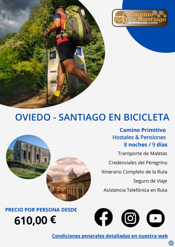 Oviedo - Santiago de Compostela en Bici. Camino Primitivo. Hostales & Pensiones. 10 Noches/11 Das. Desde 610 € 