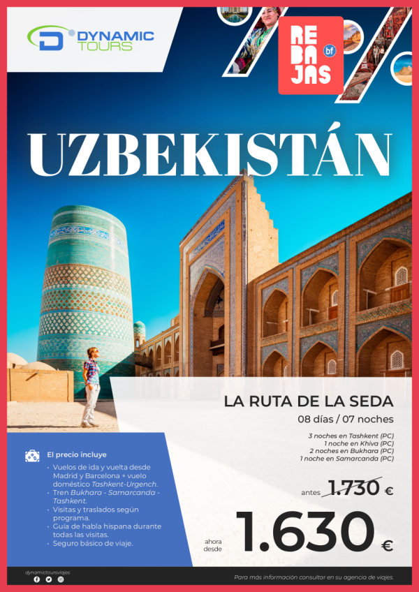 UZBEKISTN ?? rebajas ?? (8d/7n) ? salidas de Jun a Nov: mad y bcn ? desde 1.630 € 