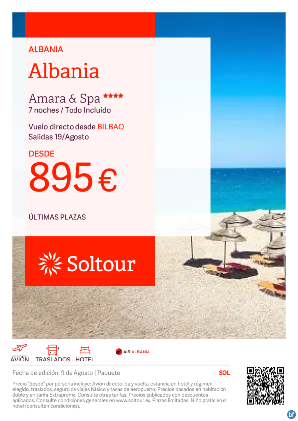 Albania en Amara & Spa **** desde 895 € , salida 19 de Agosto desde Bilbao