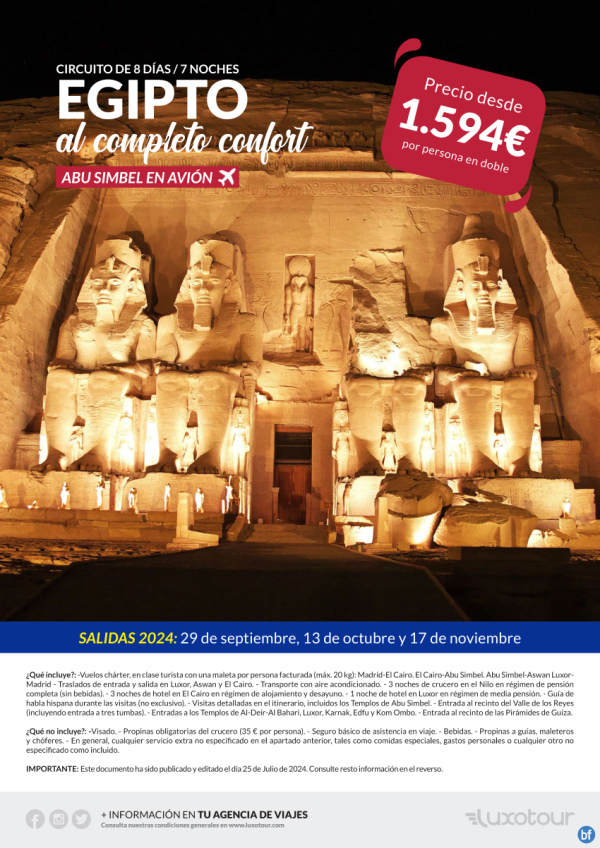 Circuito 8 das / 7 noches | Egipto al completo confort, Abu Simbel en avin