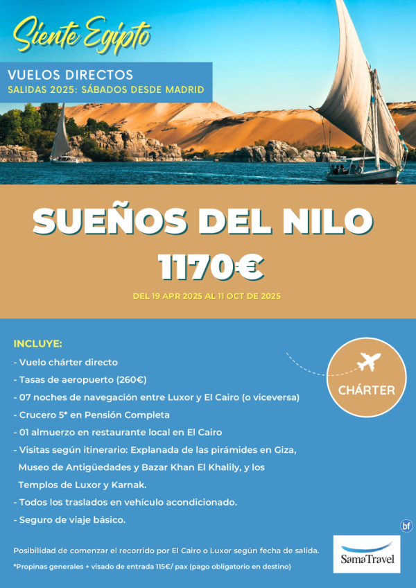 EGP \-Sueos del Nilo\-: 7Nts de Crucero (Luxor, Dendera, Abydos, Amarna, Cairo...) [Chrter Directo] **1170?**