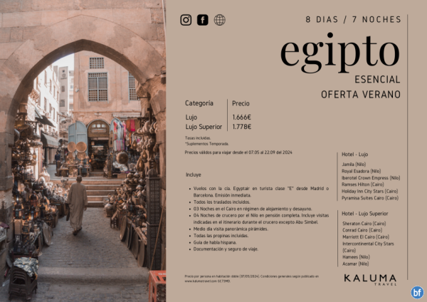 Egipto Esencial 7 noches - Oferta Verano Salidas Barcelona y Madrid hasta Septiembre desde 1.666 € 