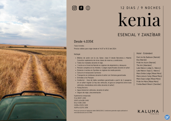 Kenia Esencial y Zanzbar 12 Das / 9 Noches Salidas Garantizadas hasta Diciembre desde 4.035 € 