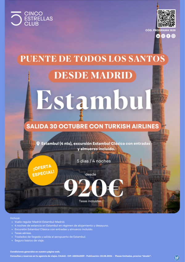 Puente de Todos Los Santos!!!Turqua, 920 € 5d/4n estancia en Estambul salida 30 Octubre desde Madrid