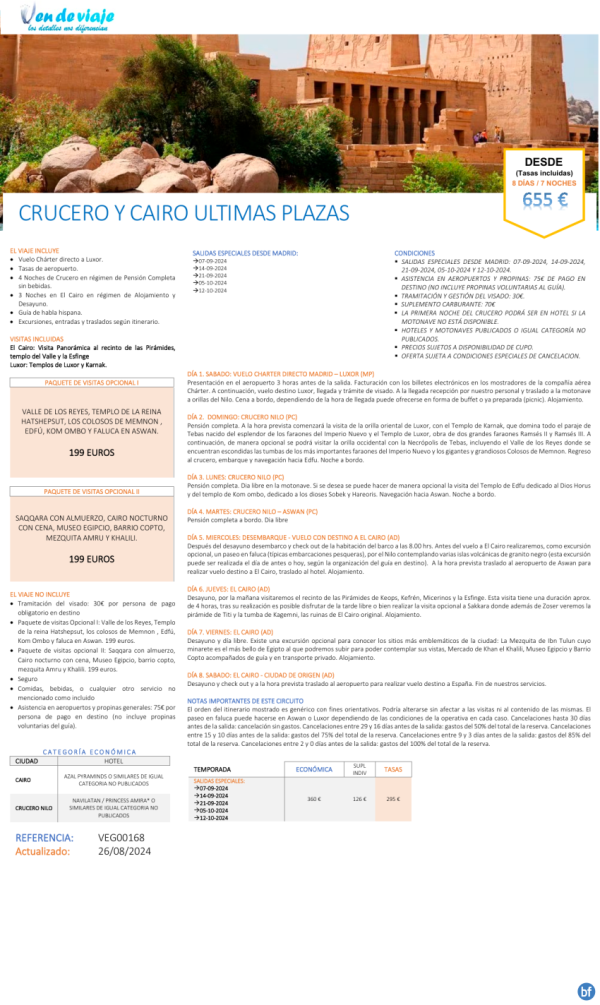 OFERTN EGIPTO - Crucero y Cairo - ltimas plazas - Desde 655 € 