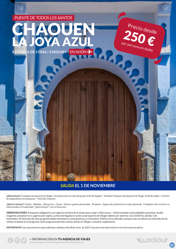 Puente de todos los Santos, Chaouen la joya azul en avin, estancia de 3 das / 2 noches