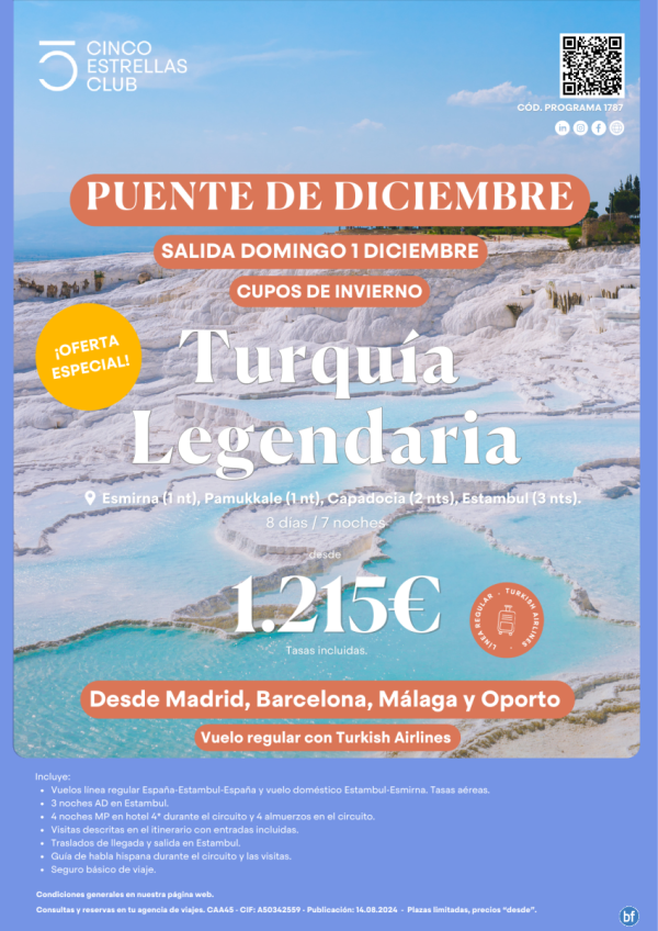 ESPECIAL Puente de Diciembre! Turqua Legendaria dsd 1.215 € 8d/7n  sal 01 de diciembre dsd Mad, Bcn, Agp y opo