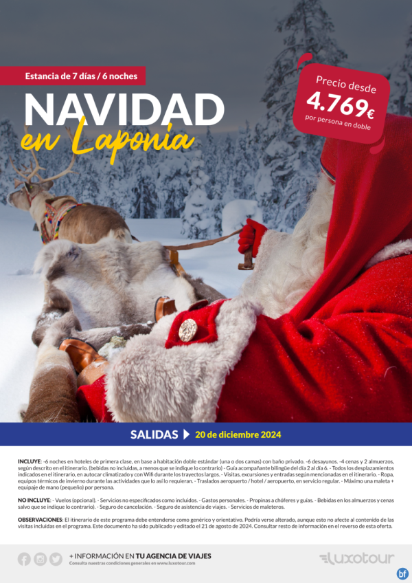 Navidad en Laponia 20 dic, estancia de 7 das / 6 noches