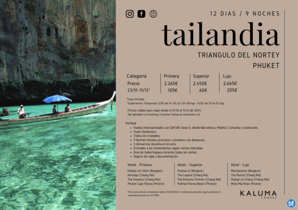 Tailandia Triangulo del Norte y Playas Phuket 12 Das / 9 Noches - hasta Marzo 2025 desde 2.145 € 