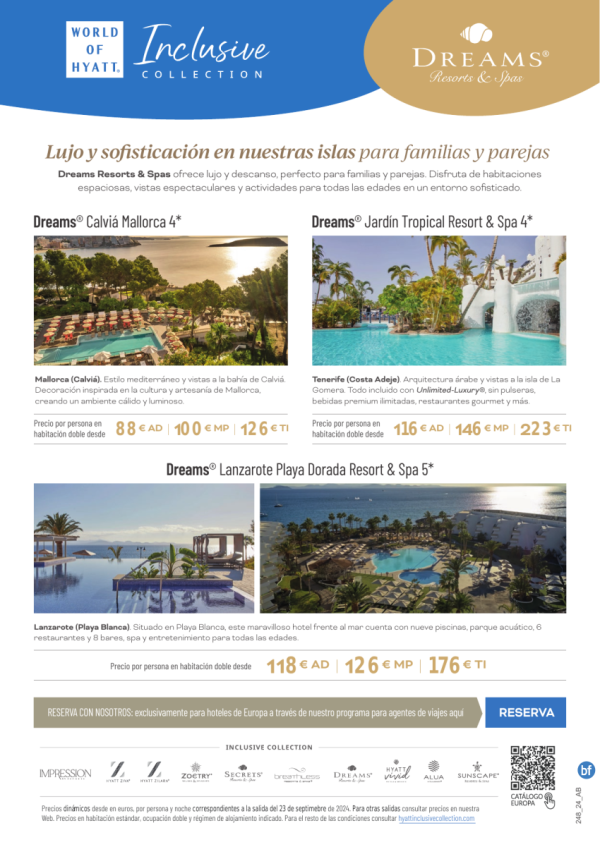 Baleares y Canarias con Dreams -Desde 88 € P.P en rgimen A.D - Lujo y sofisticacin para parejas y familias