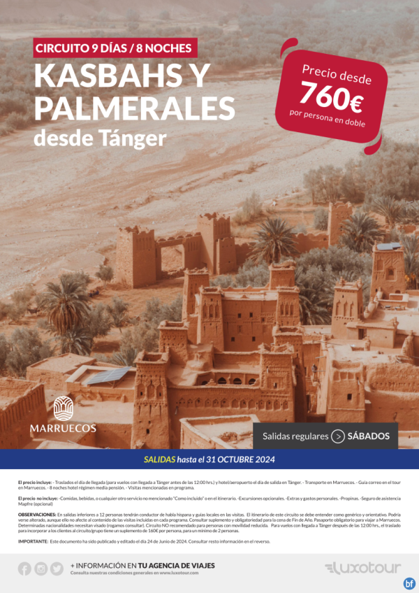 Kasbahs y Palmerales desde Tnger, circuito 9 das / 8 noches