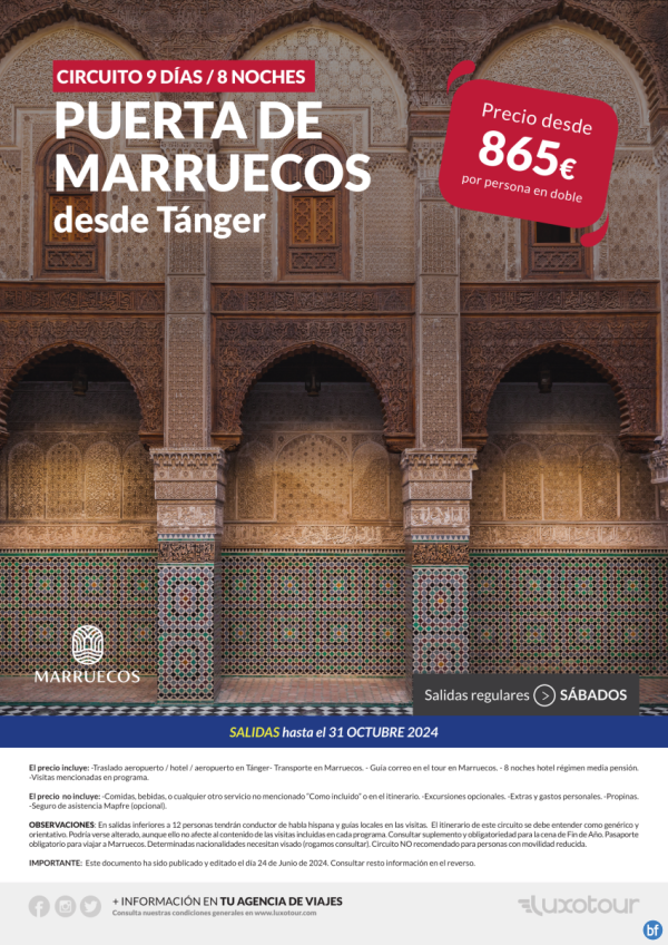 Puerta de Marruecos desde Tnger, circuito 9 das / 8 noches