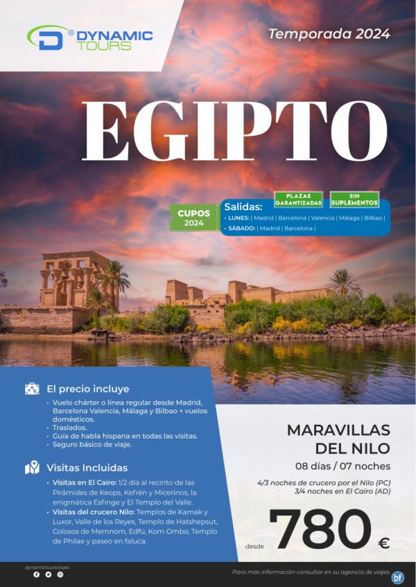 EGIPTO?2024??Maravillas del Nilo?(3/4n cru + 4/3n cai) ? salidas: mad, bcn, agp, vlc, bio?desde 730 € 