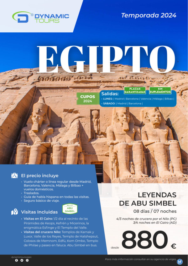 EGIPTO?2024??Leyendas de Abu Simbel?(3/4n cru+4/3n cai) ? salidas: mad, bcn, agp, vlc, bio?desde 880 € 