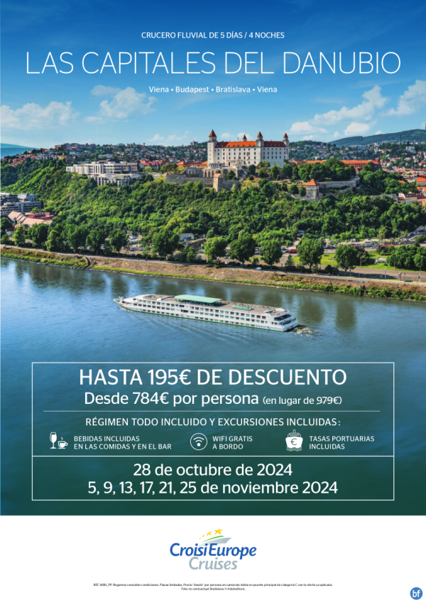 195? DE DESCUENTO - crucero fluvial en el Danubio - 5 das - rgimen Todo Incluido con Excursiones - oct y nov