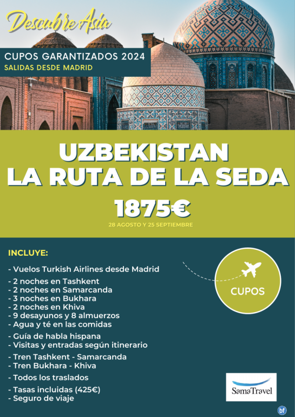 \-UZBEKISTAN La Ruta de la Seda\-: Circuito 10 das (25 septiembre) *desde 1875 € * [Cupos y precio garantizados]