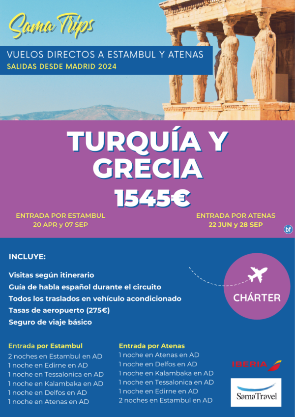 \-Turqua y Grecia\- Circuito 8 das (Estambul, Meteora, Delfos, Atenas..) Chrter Directo IST y ATH *dsd 1545 € *