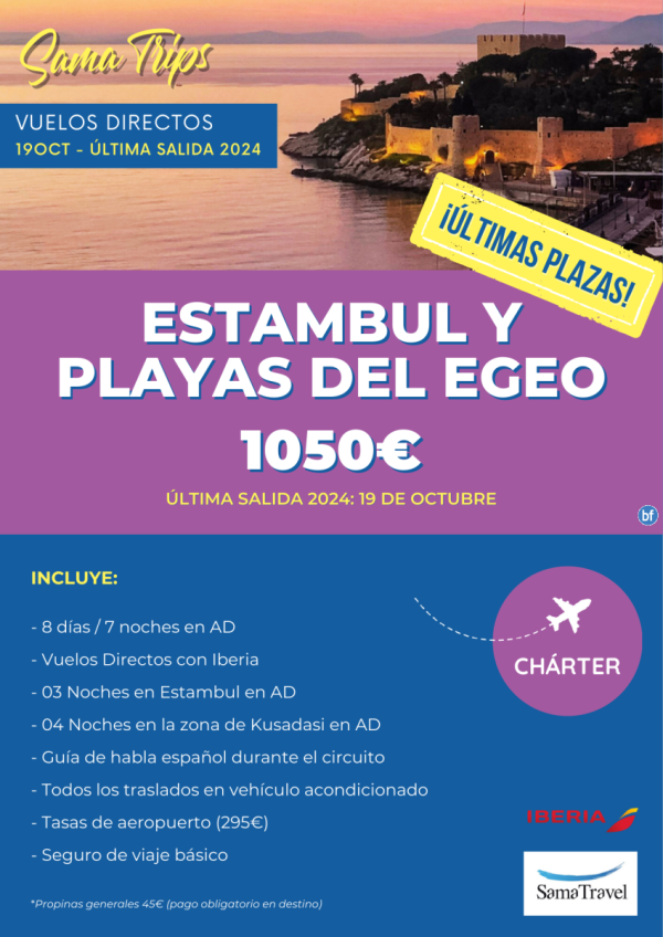 Playas del Egeo y Estambul: Circuito 8 das [Chrter IB desde Madrid] 19 Oct (ltimas plazas) **Desde 1050 € **