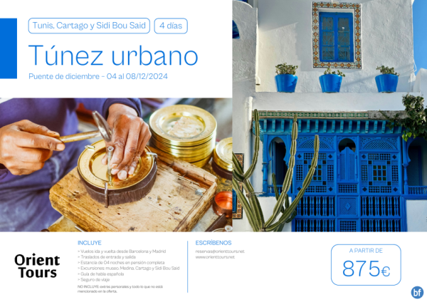 Tnez urbano. Puente de diciembre 24. Vuelos + Hotel + Excursiones. Precio desde 875 € 