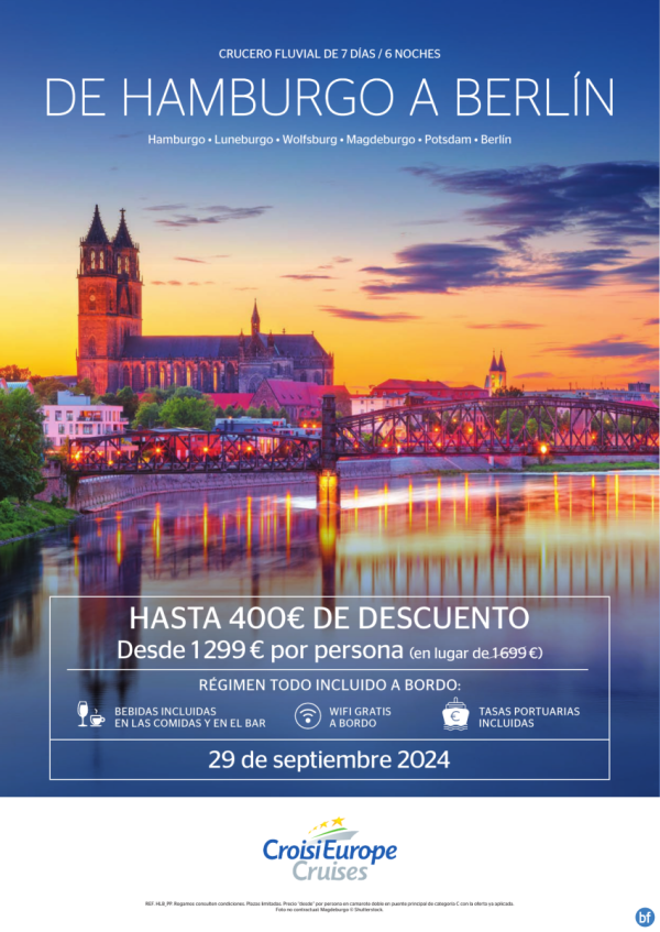 HASTA 400 € DE DTO. - crucero fluvial de Hamburgo a Berln- 7 das - rgimen Todo Incluido - 29 Septiembre