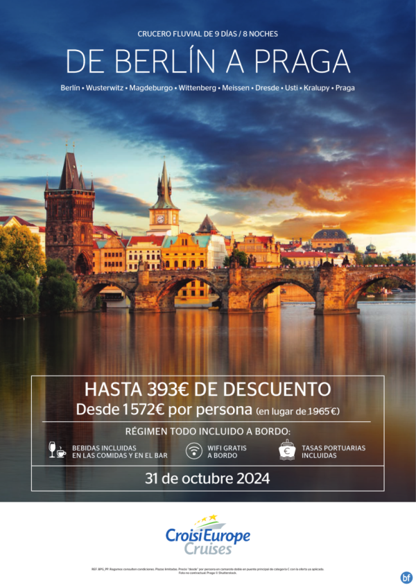 HASTA 393 € DE DTO. - crucero fluvial de Berln a Praga - 9 das - rgimen Todo Incluido - 31 octubre