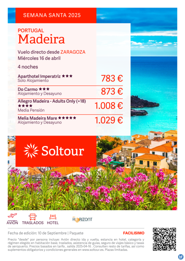 Madeira (Portugal) Especial Semana Santa desde 783 € , salida 16 Abril desde Zaragoza