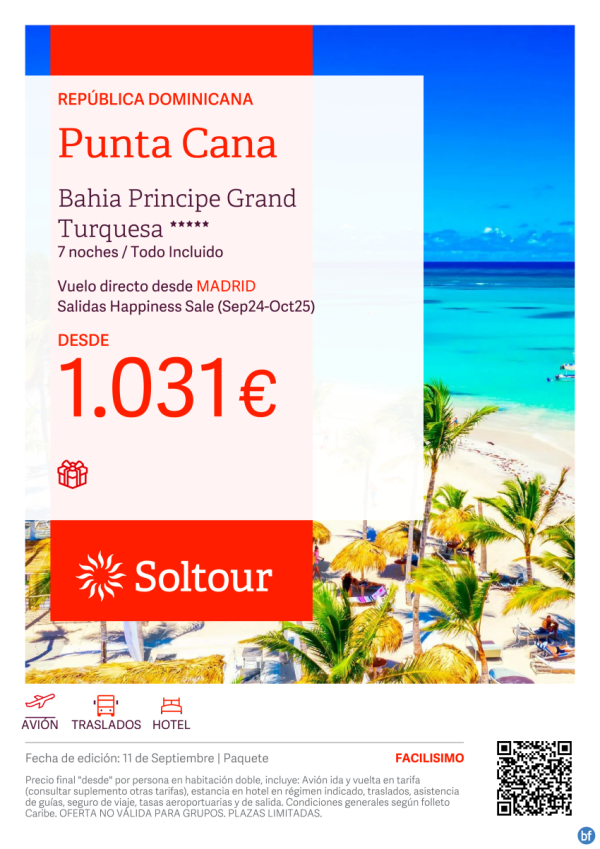 Punta Cana (Repblica Dominicana) en Bahia Principe Grand Turquesa desde 1.031 € , salidas desde Madrid