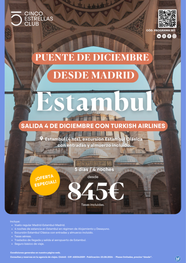 ESPECIAL Puente de Diciembre!!!Turqua desde 845 € 5d/4n estancia en Estambul salida 04 Diciembre desde Madrid